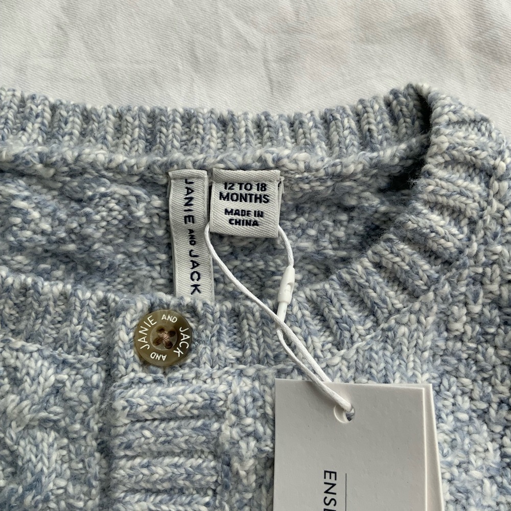 Janie and Jack Cable Knit Baby Set 18–24 Months NWT | Sweater Pants Hat - Picture 8 of 8